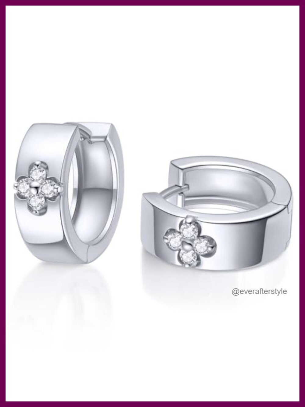 14K Gold Plated Hoop Earrings Moissanite Clover Hypoallergenic